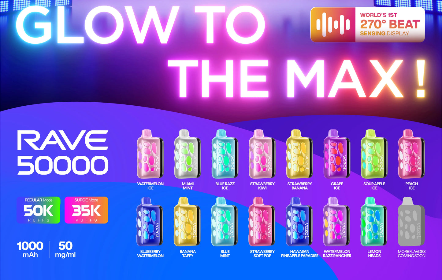 Vozol Disposable Vape Rave 50000 5ct Box