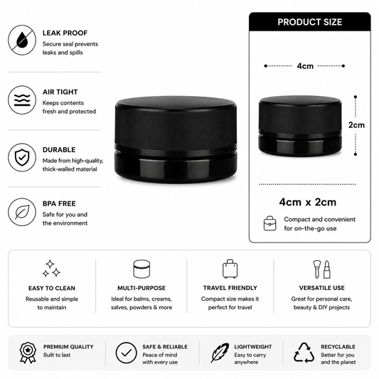 Jar 9ML Round Black 360ct Case