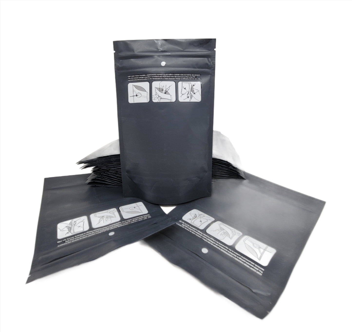 Mylar Bag 1/2OZ Opaque Black Double Zipper 100CT