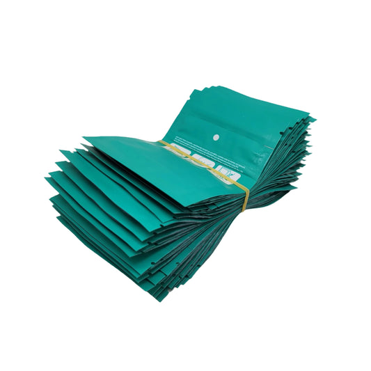 Mylar Bag 1G Opaque Green Double Zipper 50CT