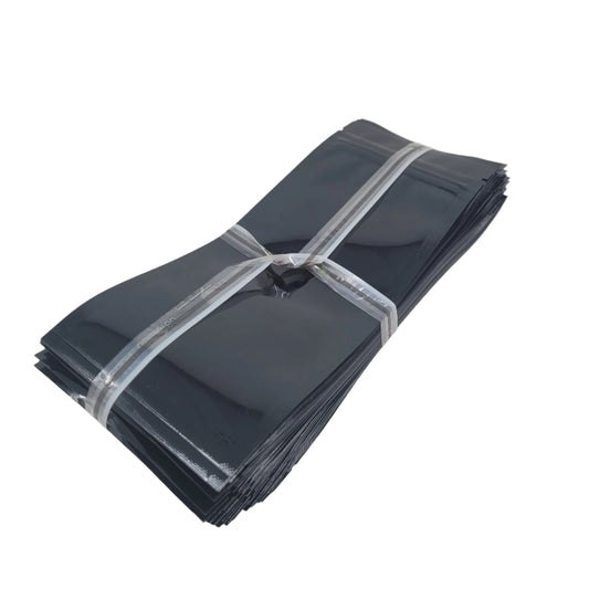 Mylar Bag 3x7 Opaque Black Single Zipper 50CT