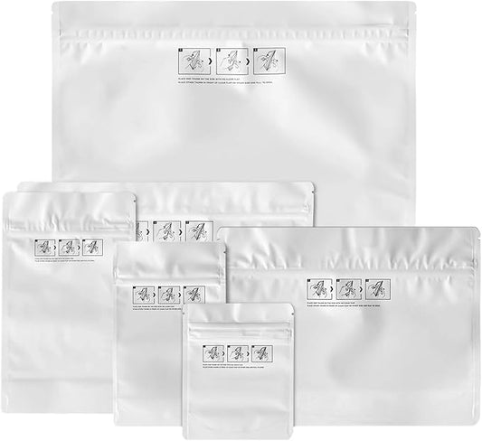 Mylar Bag 1/4OZ Opaque White Double Zipper 100CT