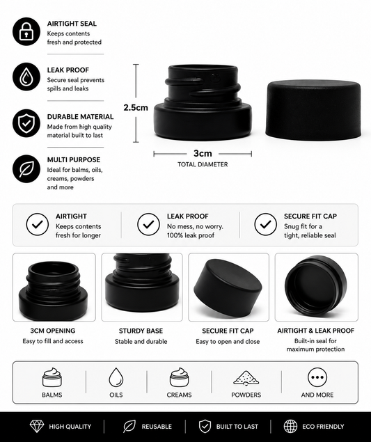 Jar 5ML Round Black Matte 360ct Case