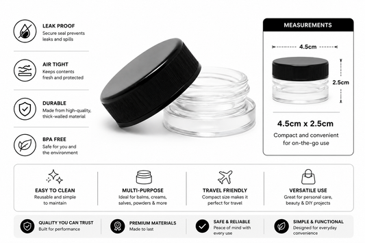 Jar 9ML Round Clear Black 360 Ct Case