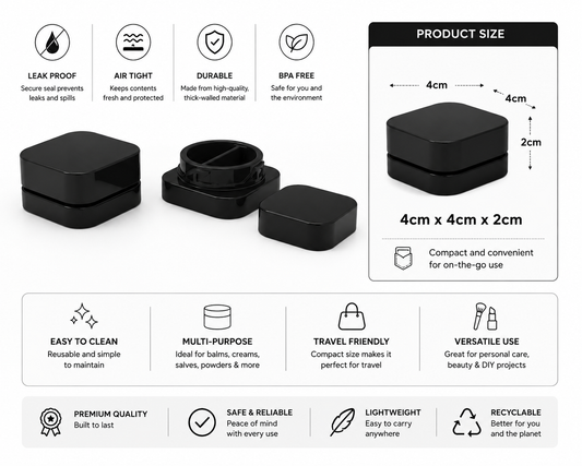 Jar 9ML Square Black Split 360ct Case