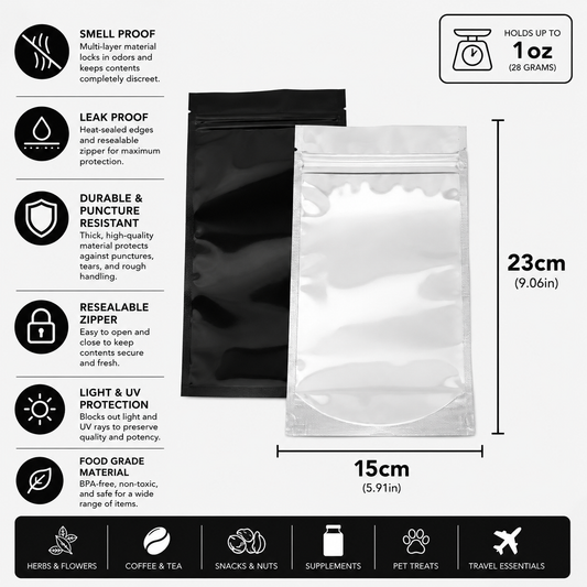 Mylar Bag 1OZ Single Zipper 50ct
