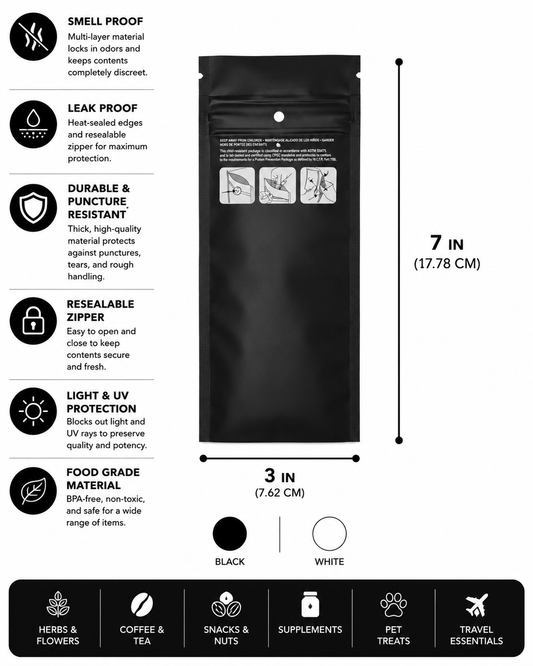 Mylar Bag 3x7 Opaque Bags 100CT
