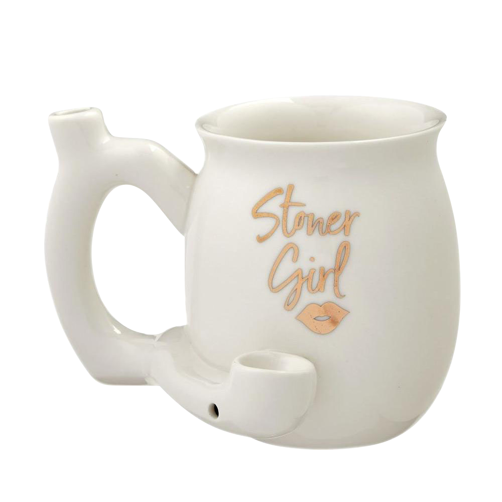 Handpipe Ceramic Mug Stoner Girl White