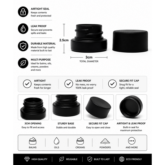 Jar 5ML Round Black Matte 360ct Case