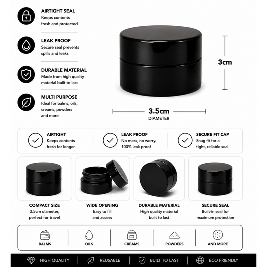Jar 5ML Round Black UV Ceramic 480ct Case