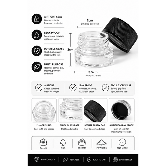 Jar 5ML Round Clear Black 480ct Case