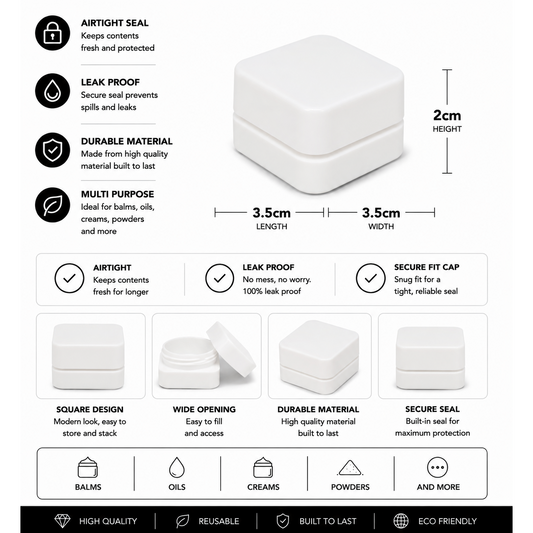 Jar 5ML Square White Gloss 360ct Case