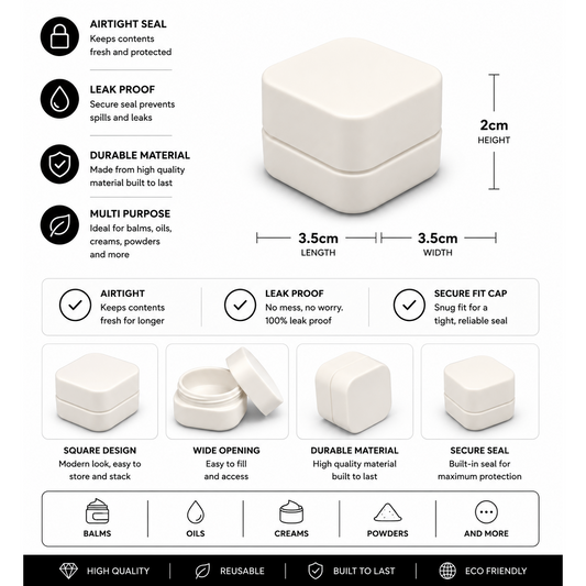 Jar 5ML Square White Matte 360ct Case