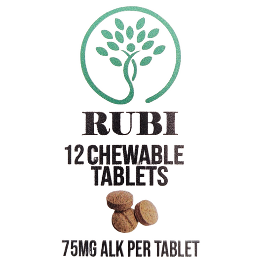 Rubi Kratom Chewable Tablets 12CT 75MG ALK Per-Tablet