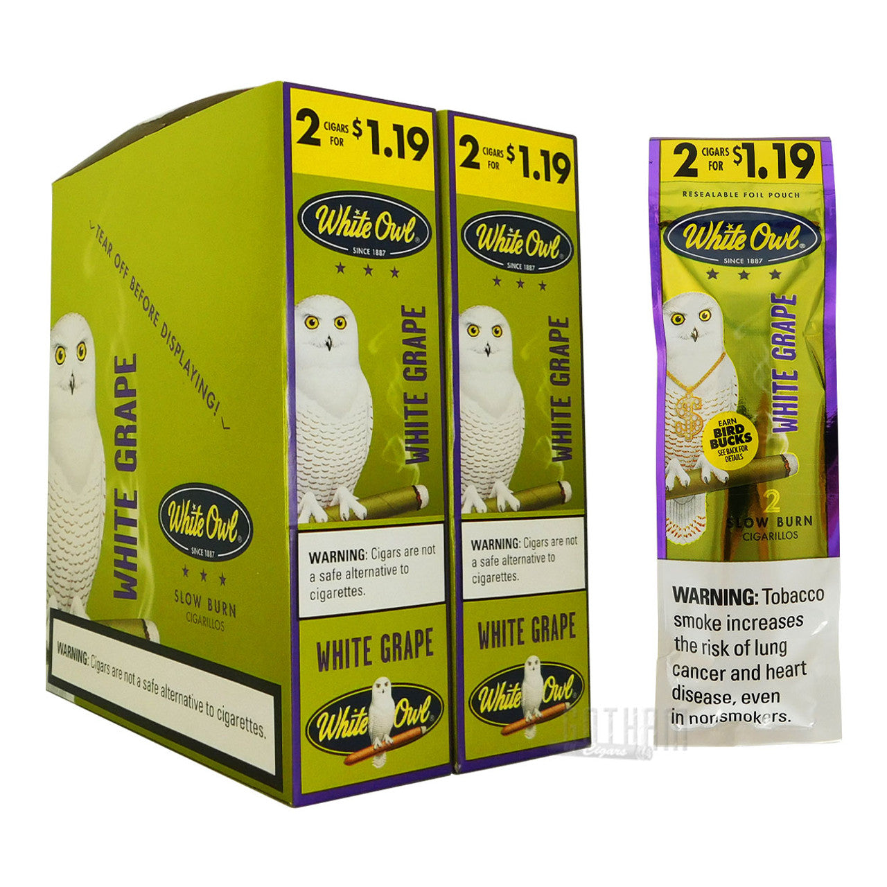 White Owl Cigarillos 2CT White Grape 30CT Box