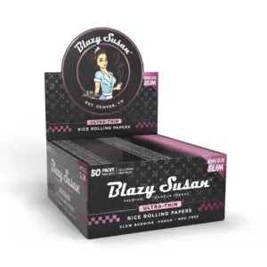 Blazy Susan Ultra Thin Black Rice Rolling Papers 50 Count Box