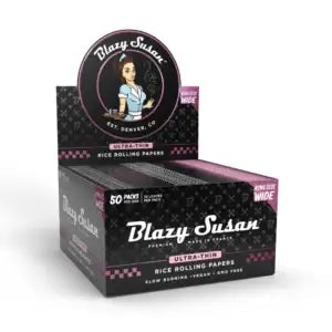Blazy Susan Ultra Thin Black Rice Rolling Papers 50 Count Box
