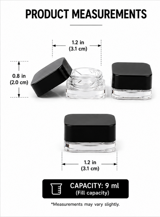 Jar 9ML Square Clear Black Case