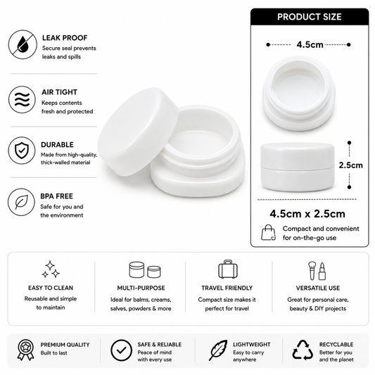 Jar 9ML Round White Gloss 360ct Case