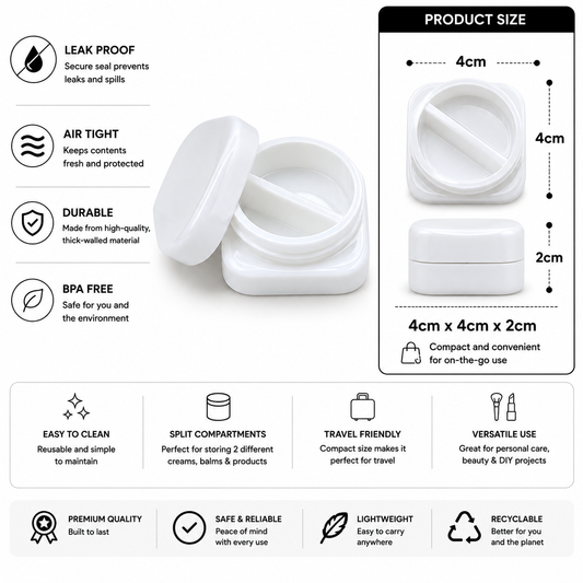 Jar 9ML Square White Split 360ct Case