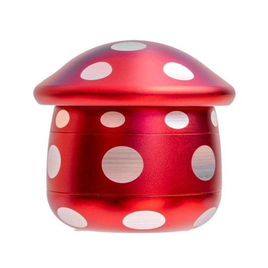 Metal red grinder with white spots