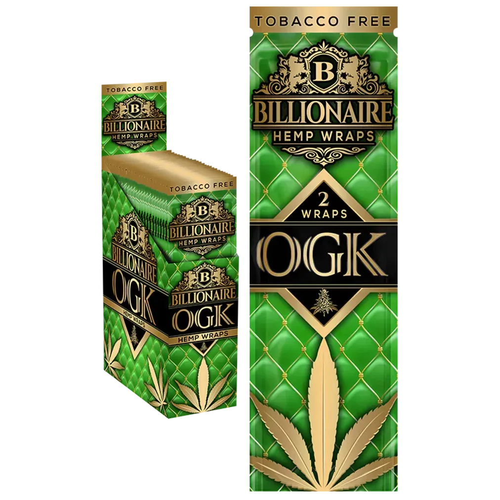 Green and gold wrapper for a hemp wrap