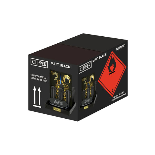CLIPPER Lighters Metal Black Matte 12CT