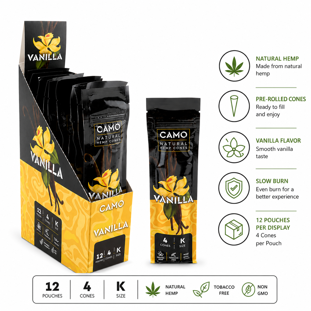 CAMO Hemp Cones 4CT Vanilla 12CT