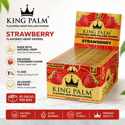 King Palm Papers Strawberry Flavored Hemp 1¼ - 50ct Box