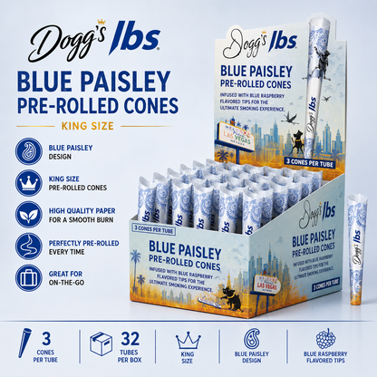 Dogg's lbs Cones King Blue Paisley Design 3CT/ 32CT Box