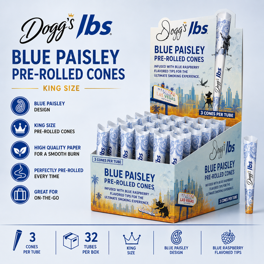 Dogg's lbs Cones King Blue Paisley Design 3CT/ 32CT Box