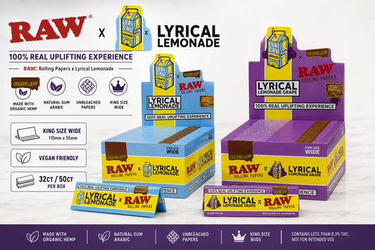 Raw x Lyrical Lemonade Papers King Organic Hemp 32CT/ 50CT Box