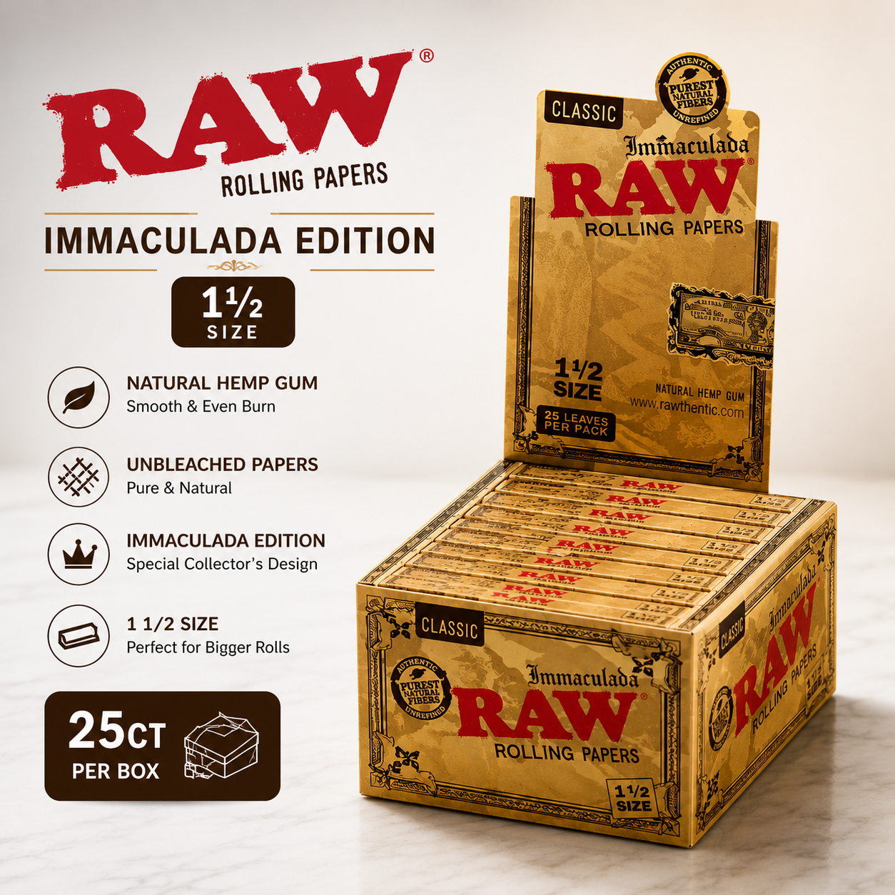 Raw Papers 1 1/2 Immaculada Edition 25CT Box