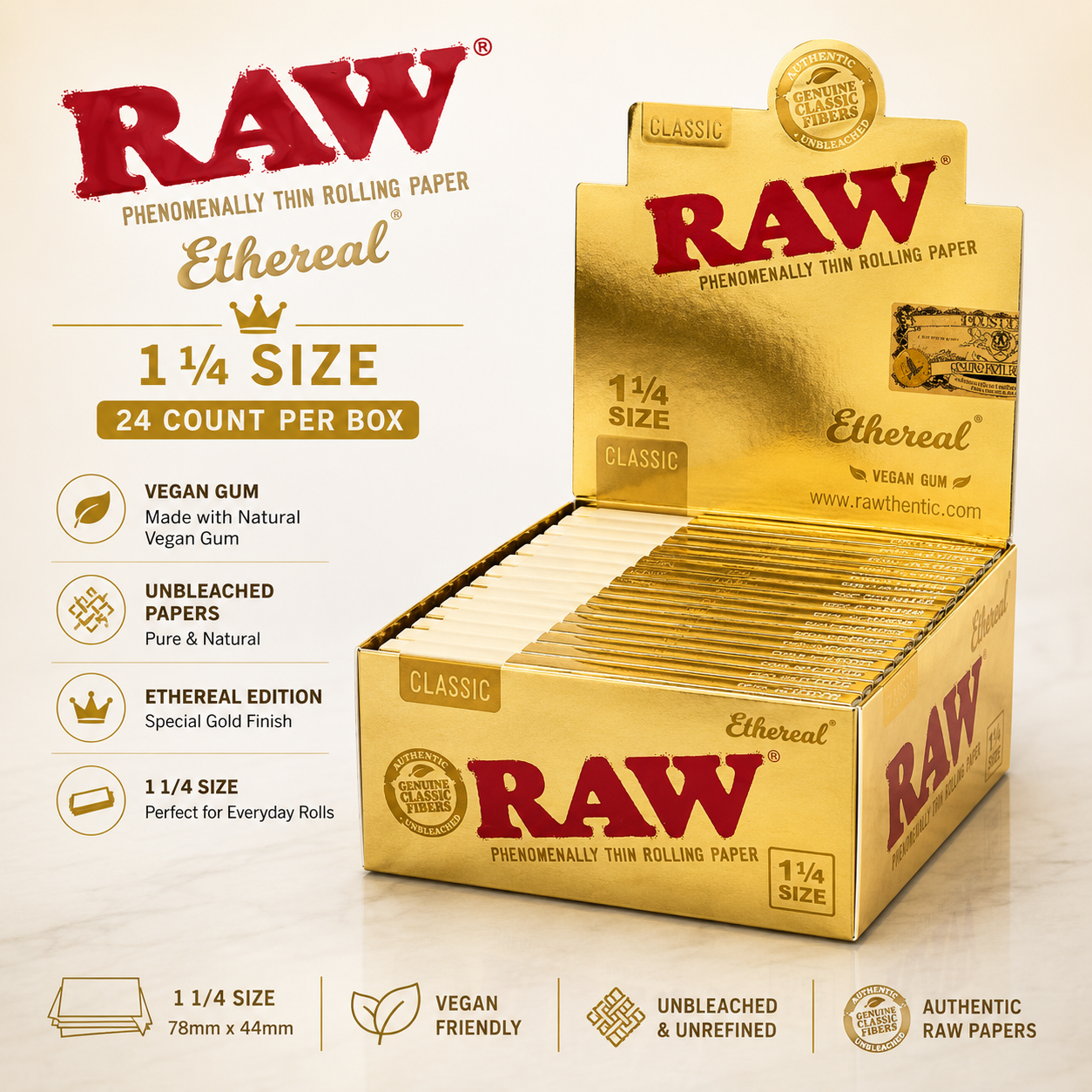 Raw Papers 1 1/4 Ethereal 24CT