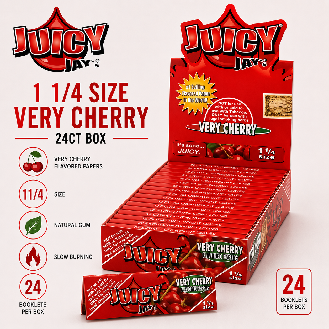 Juicy Jay Papers 1 1/4 Very Cherry 24CT