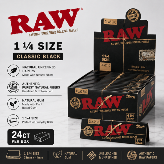 Raw Papers 1 1/4 Classic Black 24CT