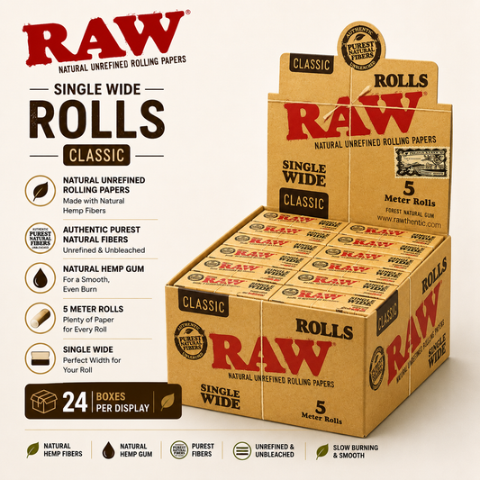 Raw Papers King Slim Classic Rolls 5 Meter 24CT