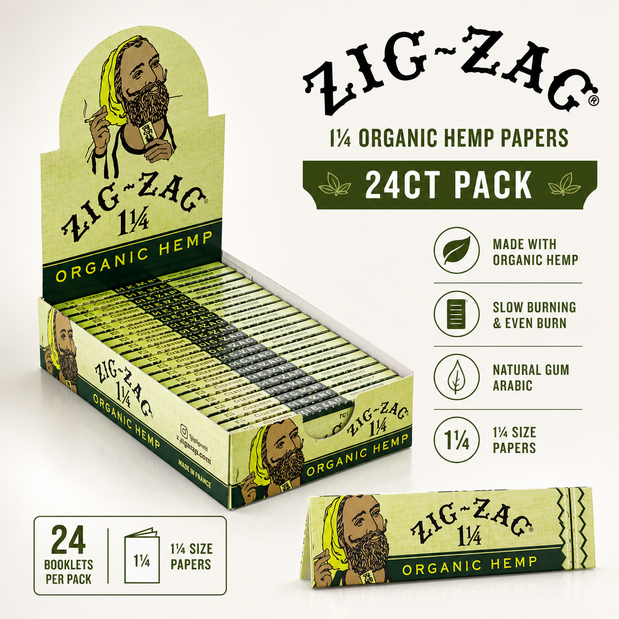 Zig Zag 1/4 Organic Hemp Papers 24ct Pack