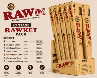 RAW Cones 20 Stage RAWket Launcher 8CT Box