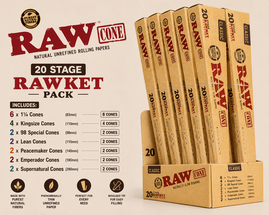 RAW Cones 20 Stage RAWket Launcher 8CT Box