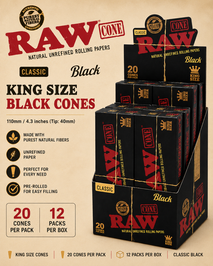 Raw cones King Black 20CT/ 12CT Box