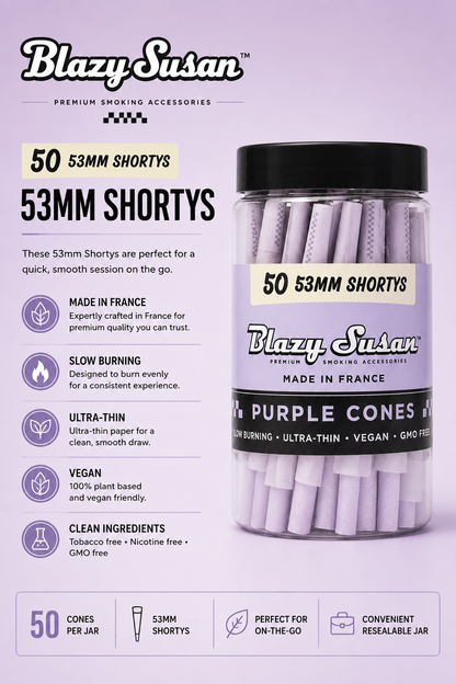 Blazy Susan Cones 50CT Purple 53MM Shortys