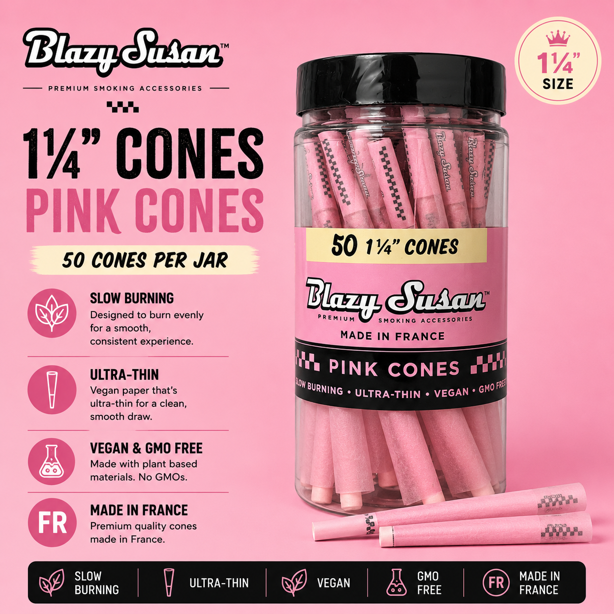 Blazy Susan Cones 50CT 1 1/4 Pink 1CT Pack