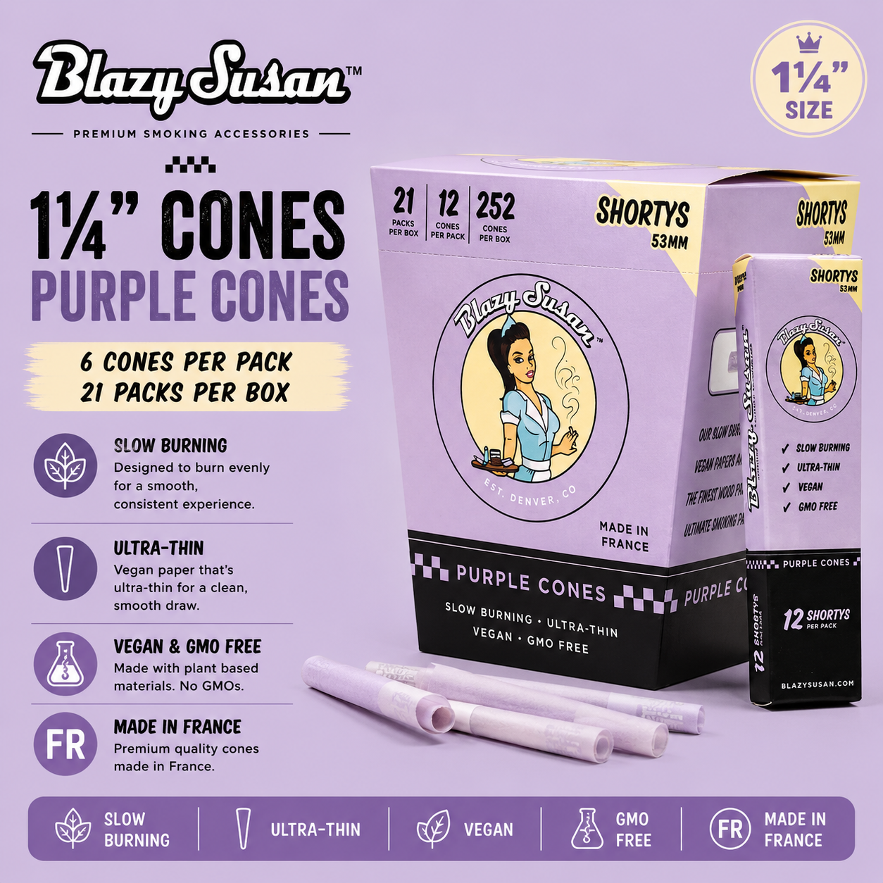 Blazy Susan Cones 1 1/4 Purple 6CT / 21CT