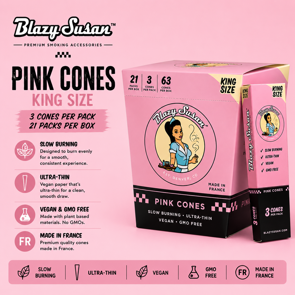 Blazy Susan Cones King Pink 3CT / 21CT