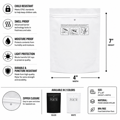 Mylar Bag 1/4lb Opaque Double Zipper 50ct