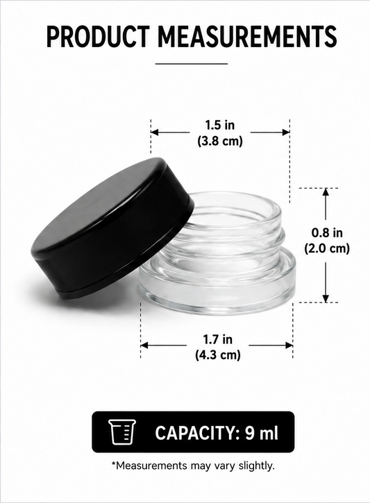 Jar 9ML Round Clear Black 360 Ct Case