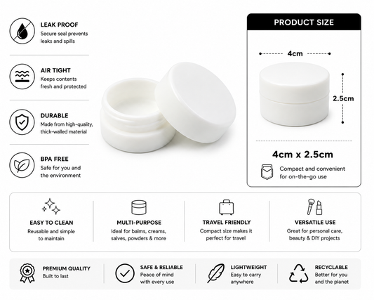 Jar 9ML Round White 360ct Case