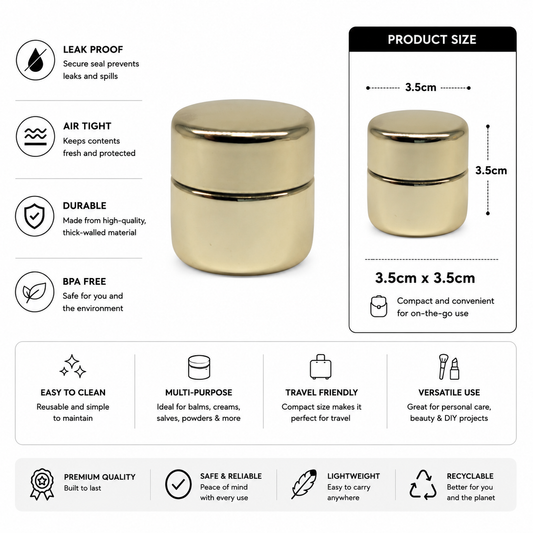 Jar 9ML Round UV Gold Chrome 360ct Case