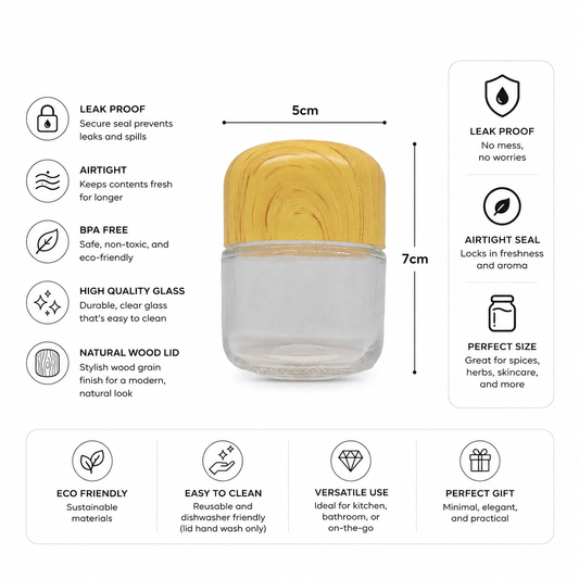 Jar 2oz Round Clear Wood 160ct
